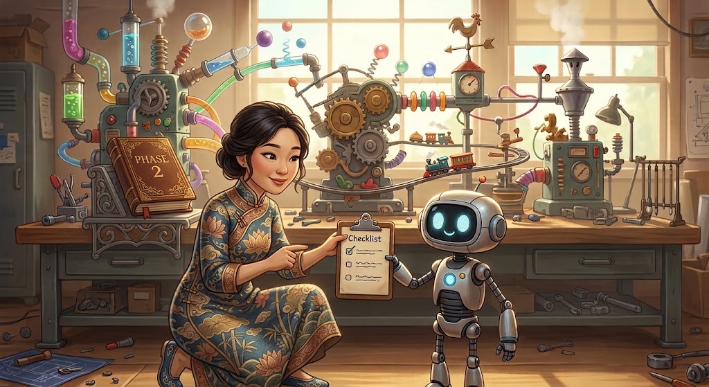 A woman gives a robot AI a simple checklist to start, with more sophisticated plans to come A woman gives a robot AI a simple checklist to start, with more sophisticated plans to come